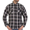 Men's white and black flannel long sleeve shirt by Hot Leathers, casual textile clothing with a classic plaid design.