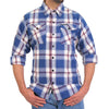 Hot Leathers FLM2025 Men's 'Blue, White and Red' Flannel Long Sleeve Shirt