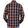 Men's black, tan, and red long sleeve flannel shirt by Hot Leathers, featuring a classic textile clothing design with button front.