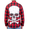 Hot Leathers men's Skull and Bones flannel long sleeve shirt with skull and bone graphic on textile clothing.