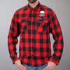 Men's Hot Leathers Skull and Bones flannel long sleeve shirt with skull and bones graphic on soft textile fabric.