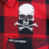 Men's Hot Leathers Skull and Bones flannel long sleeve shirt with skull and bones print, casual textile clothing.