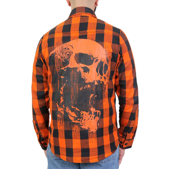 Men's Hot Leathers Ancient Skull flannel long sleeve shirt with skull print, casual textile clothing for men.
