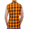 Hot Leathers FLM5003 Menâ€™s Black and Orange Sleeveless Cotton Flannel Shirt