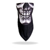 Hot Leathers FWC1001 human skull face and neck warmer showing skull graphic on black fabric, designed for face and neck safety.