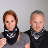 Hot Leathers FWC1001 human skull face wrap neck warmer showing skull design and comfortable fabric for face and neck protection
