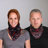 Red paisley face wrap and neck warmer by Hot Leathers, designed for face and neck safety, featuring a stylish paisley pattern.