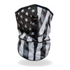 Hot Leathers Grey American Flag face wrap neck warmer showing patriotic design and comfortable fabric for face and neck coverage.