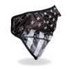 Hot Leathers grey American flag face wrap and neck warmer, designed for face and neck protection with patriotic flag design.
