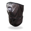 Hot Leathers Skull Face Wrap Neck Warmer, a safety face and neck covering with a skull design, shown in black and white.