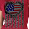 Hot Leathers GLC1558 ladies antique cherry heart bling flag shirt, event-dated shirt with decorative heart and flag details.