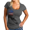 Hot Leathers GLR1529 Ladies Pencil Eagle Patriotic Short Sleeve Heather Dark Gray T-Shirt