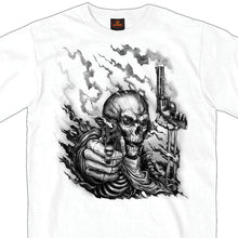 Hot Leathers GMS1417 Menâ€™s â€˜Smoking Guns Skeleton â€˜ Short Sleeve White T-Shirt