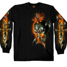 Hot Leathers GMS2068 Menâ€™s â€˜Electric Skullâ€™ Long Sleeve Black T-Shirt