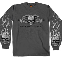 Hot Leathers GMS2118 Menâ€™s â€˜Bad Scratchâ€™ Long Sleeve Charcoal T-Shirt