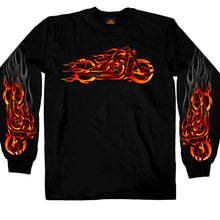 Hot Leathers GMS2154 Menâ€™s â€˜Fire Bobberâ€™ Long Sleeve Black T-Shirt