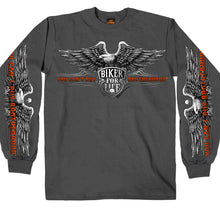 Hot Leathers GMS2295 Menâ€™s â€˜Brotherhood Eagleâ€™ Long Sleeve Charcoal T-Shirt