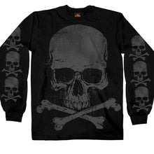 Hot Leathers GMS2305 Menâ€™s â€˜Jumbo Print Skull and Cross Bones Long Sleeve Black T-Shirt