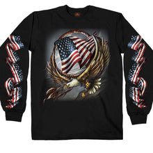 Hot Leathers GMS2427 Menâ€™s â€˜Hoop Eagleâ€™ Long Sleeve Black T-Shirt