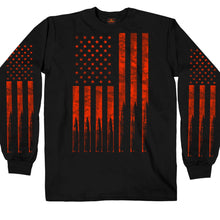 Hot Leathers GMS2430 Menâ€™s â€˜Flag Bulletsâ€™ Long Sleeve Black T-Shirt