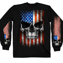 Hot Leathers GMS2483 Men's Long Sleeve Patriot Skull Black Shirt