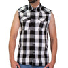 Hot Leathers GMS3490 Menâ€™s Black and White Skull Sleeveless Flannel Shirt