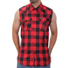 Hot Leathers GMS3491 Menâ€™s Black and Red Patriot Skull Sleeveless Flannel Shirt