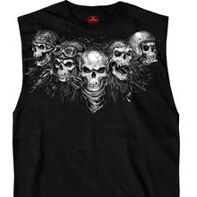 Hot Leathers GMT3423 Menâ€™s Five Skull Sleeveless Shooter Black Shirt