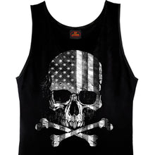 Hot Leathers GMT3429 Menâ€™s â€˜Flag Skullâ€™ Black Tank Shirt