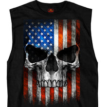 Hot Leathers GMT3483 Menâ€™s Shooter Skull Patriotic Sleeveless Black Shirt