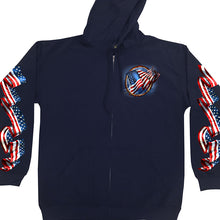 Hot Leathers GMZ4488 Menâ€™s Hoop Eagle Zip Up Navy Hoodie Sweatshirt