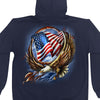 Hot Leathers GMZ4488 Menâ€™s Hoop Eagle Zip Up Navy Hoodie Sweatshirt