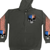 Hot Leathers GMZ4489 Menâ€™s Patriotic Skull Charcoal Zip Up Hoodie Sweatshirt