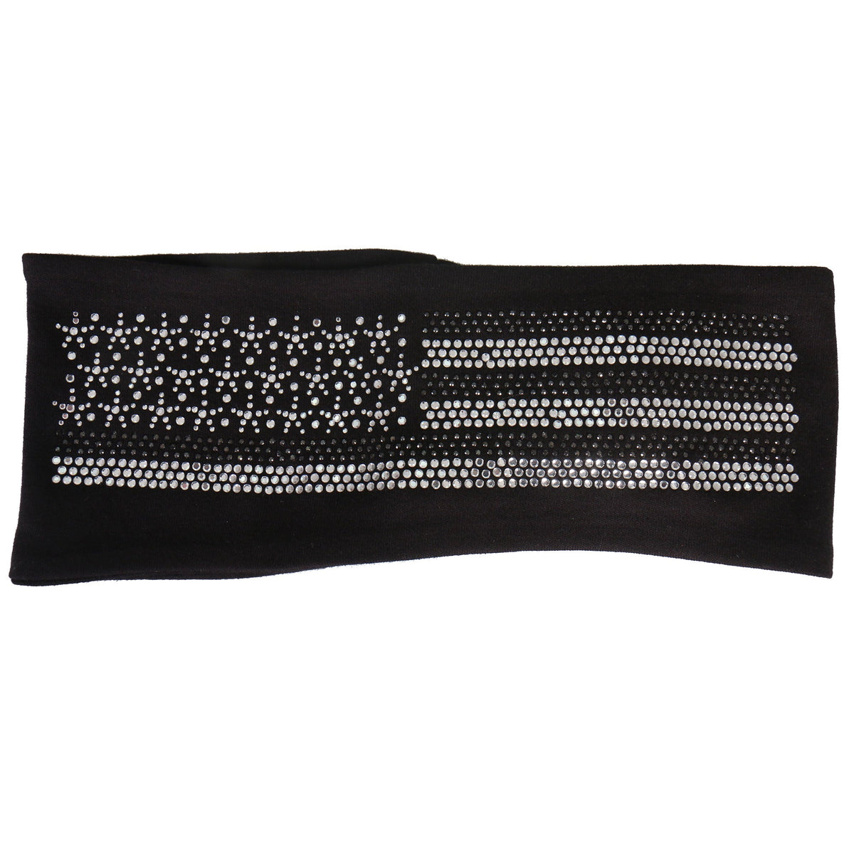Hot Leathers gray American flag bling head wrap, stylish hair accessory with rhinestone accents and patriotic design.