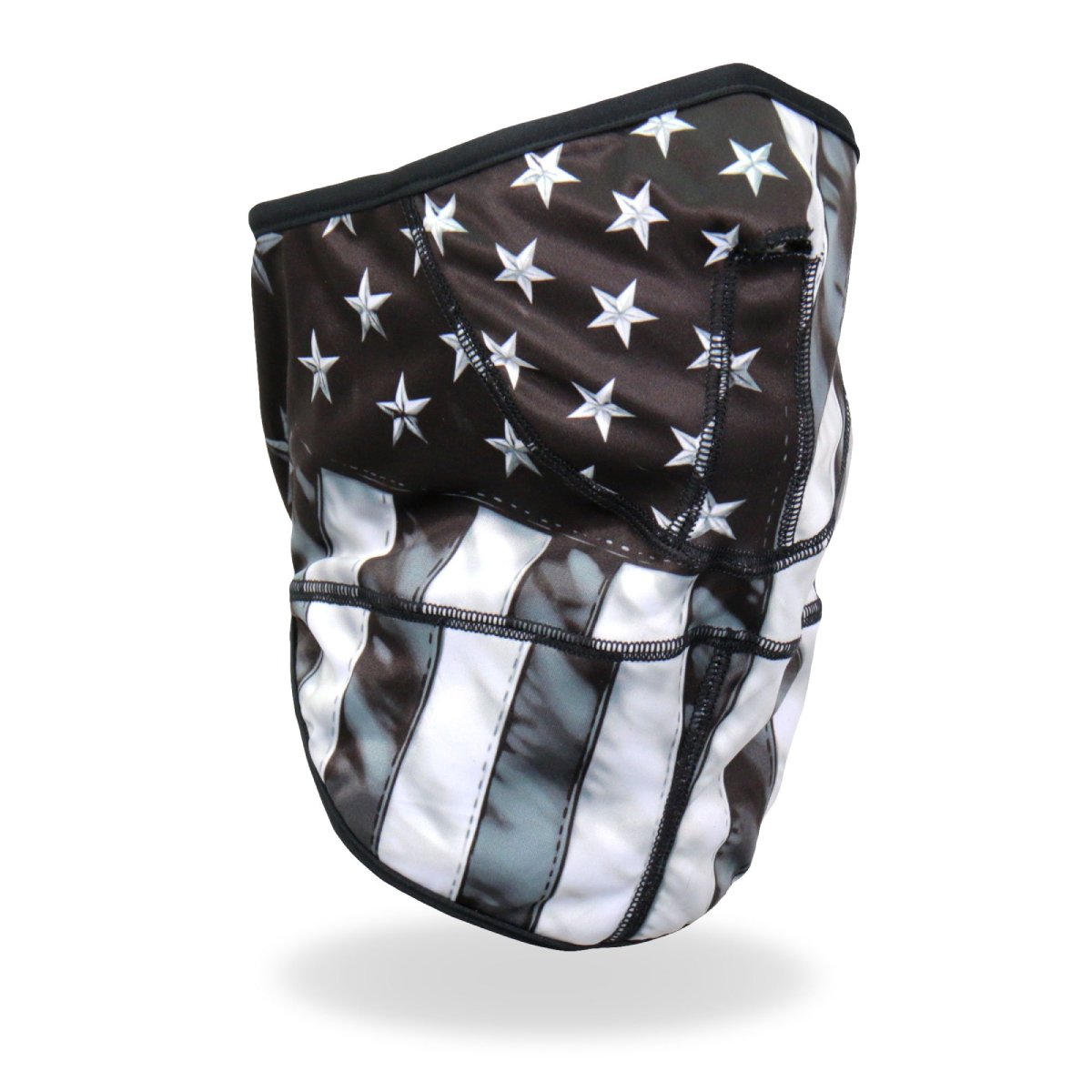 Grey Hot Leathers American flag face wrap and neck warmer, providing face and neck protection with patriotic design.