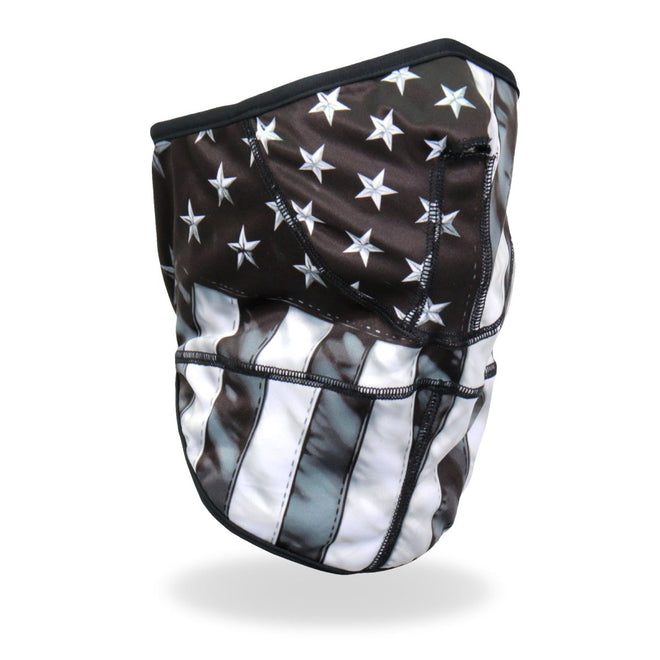 Grey Hot Leathers American flag face wrap and neck warmer, providing face and neck protection with patriotic design.