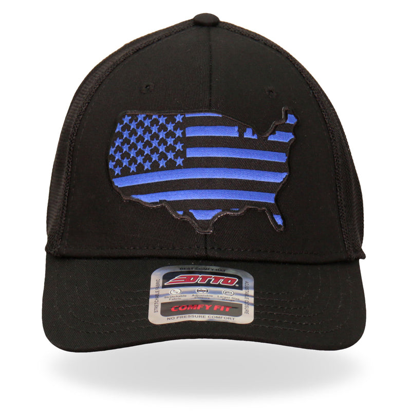 Hot Leathers GSH1037 Blue Country Flag Trucker Hat HighwayLeather