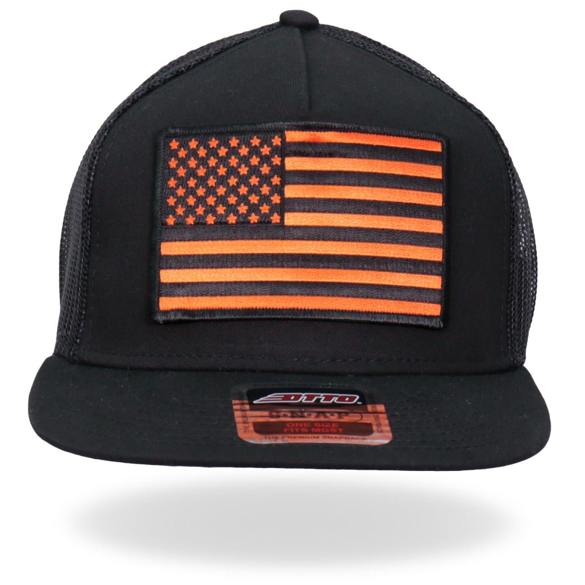 Hot Leathers GSH2009 Orange USA Flag Snapback Hat