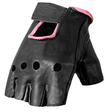Hot Leathers GVL1006 Ladies Pink Piping Fingerless Gloves