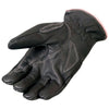 Ladies full finger zippered gloves by Dynamicleather, showing black leather gloves with zipper detail and snug fit.