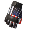 Hot Leathers GVM3008 Uni-Sex Black 'Heartbeat USA Flag' Fingerless Leather Gloves