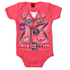 Hot Leathers girls' leather jacket baby bodysuit, stylish kids clothing with a leather look, front view showing details and branding.
