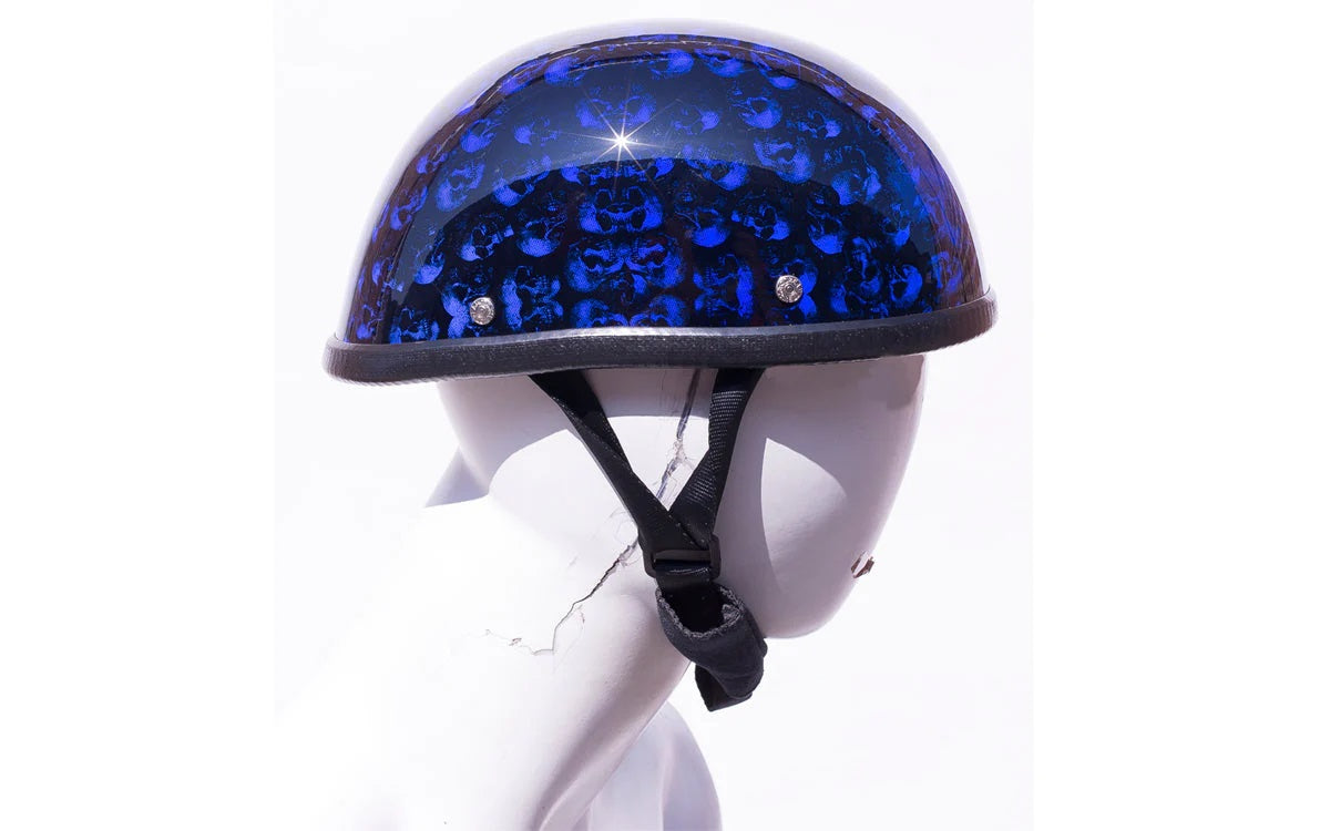 eagle novelty motorcycle helmet H6401BLUE Novelty Eagle Blue Skull Graveyard - Non DOT