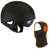 Hot Leathers T72 'Black Widow' Flat Black DOT Half Helmet for Men and Women w/ MP7922FMSET Heated Balaclava Bundle