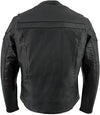 Men's black leather crossover jacket by Buffalo Leather Gear, lightweight men's jacket with a stylish, modern design.