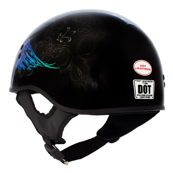 Hot Leathers HLD1045 Gloss Black 'Cross De Lis' Advanced DOT