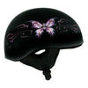 Hot Leathers HLD1052 New Purple Butterfly Flat Black Motorcycle DOT Skull Cap Half Helmet for Men and Women Biker