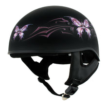 Hot Leathers HLD1052 New Purple Butterfly Flat Black Motorcycle DOT Skull Cap Half Helmet for Men and Women Biker