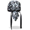Hot Leathers Assassin Headwrap from DOO RAGS collection, featuring bold black and white design with intricate patterns.