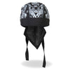 Hot Leathers Assassin Headwrap from DOO RAGS brand featuring black fabric with detailed printed design.